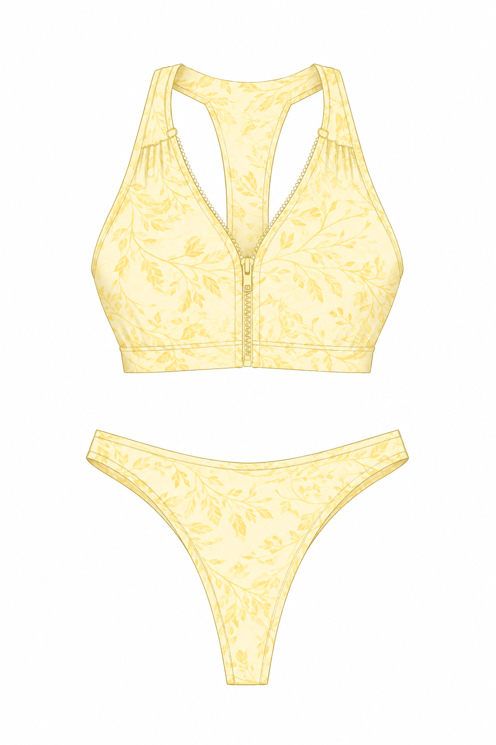 Zip up bikini top with bottoms